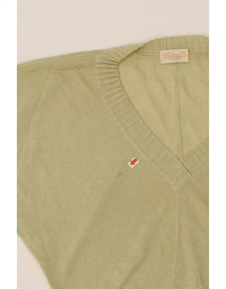 VINTAGE Womens Oversized V-Neck Jumper Sweater IT 44 Medium Green Vintage Vintage and Second-Hand Vintage from Messina Hembry 
