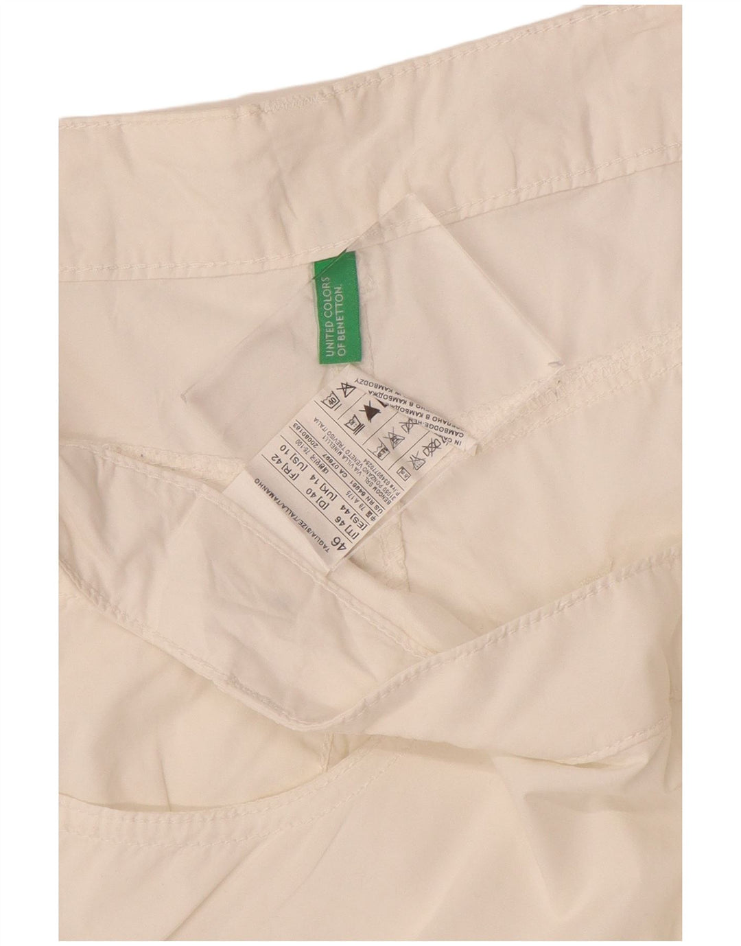 BENETTON Damen Freizeitshorts UK 14 Large W38 Weiße Baumwolle