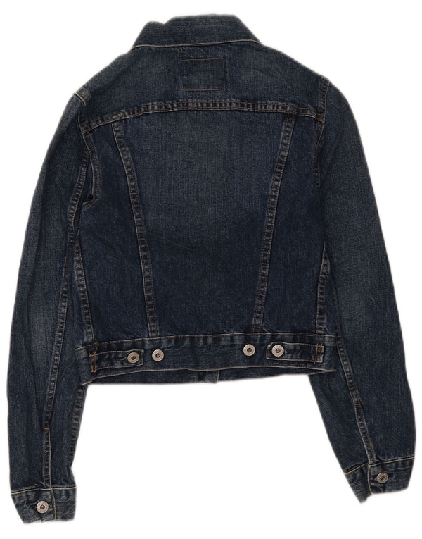 Replay Damen Crop Denim Jacke UK 8 Small Blau Baumwolle