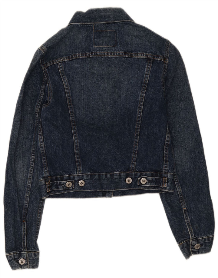 Replay Damen Crop Denim Jacke UK 8 Small Blau Baumwolle