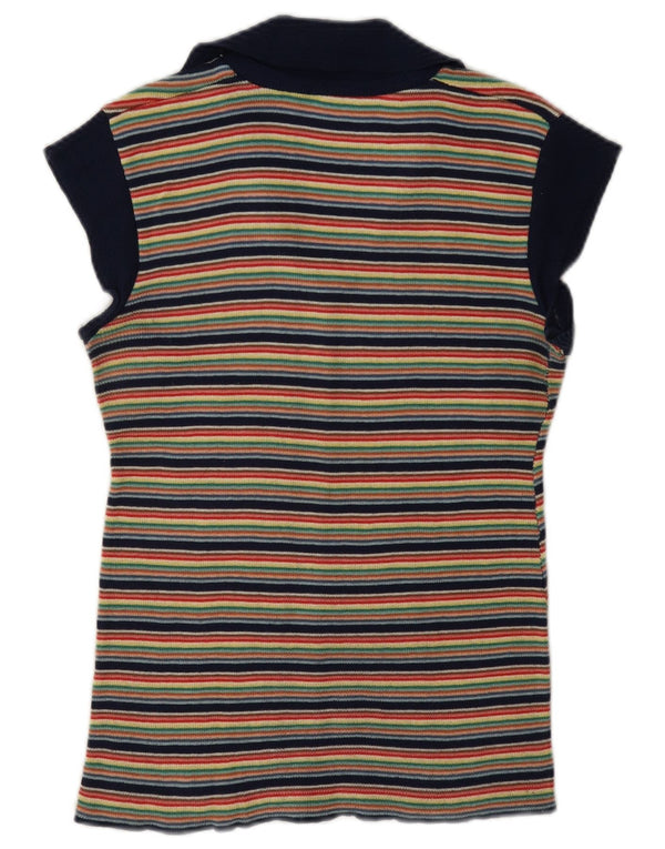 Vintage Damen Strickbluse Top UK 12 Medium Bunt gestreift