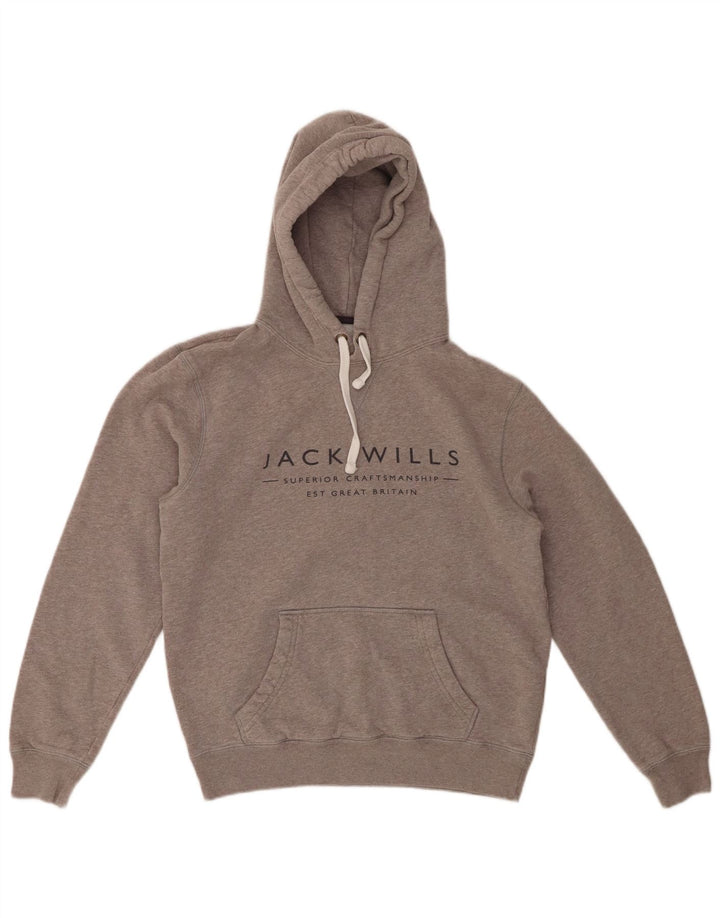 JACK WILLS Damen-Kapuzenpullover mit Grafik, übergroß, UK 6, XS, Grau, Baumwolle