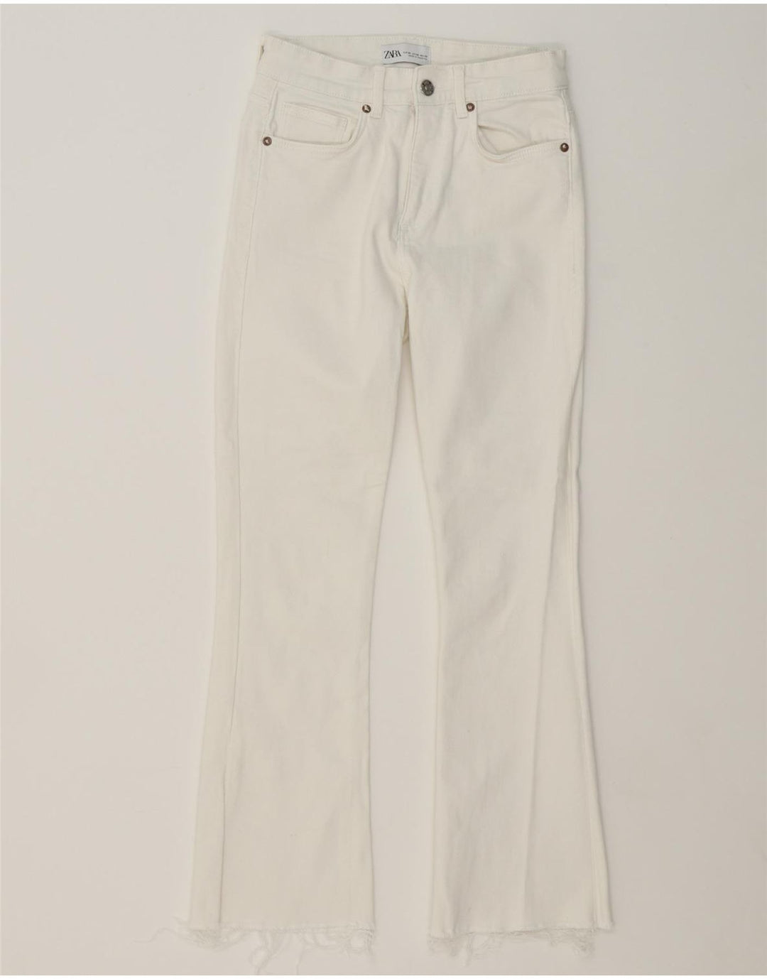 ZARA Womens Bootcut Jeans EU 36 XS W26 L26 White Cotton Vintage Zara and Second-Hand Zara from Messina Hembry 