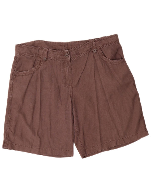 Marks & Spencer Damen Freizeitshorts UK 16 Large W36 Braunes Leinen