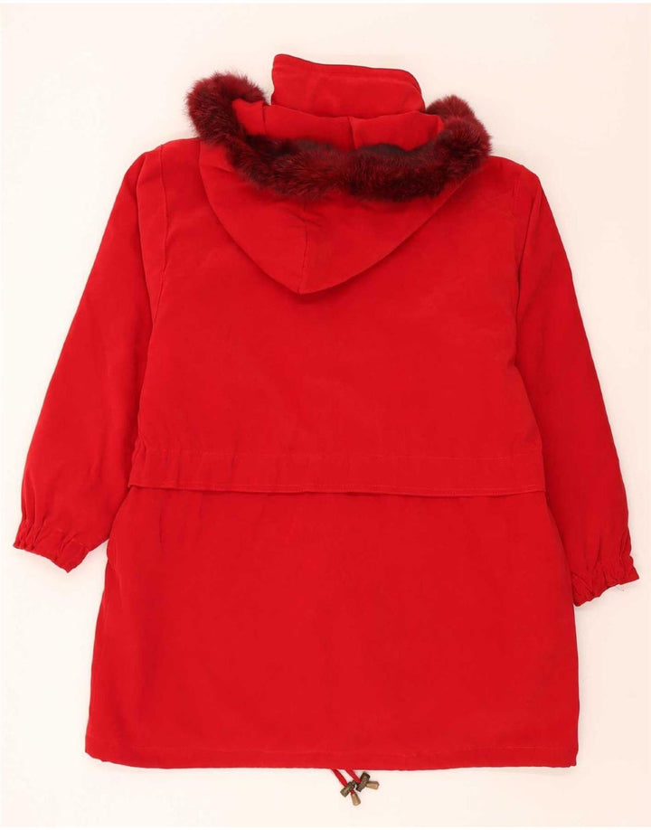 Vintage Damen Parka mit Kapuze, übergroß, UK 18, XL, Rot, Polyester