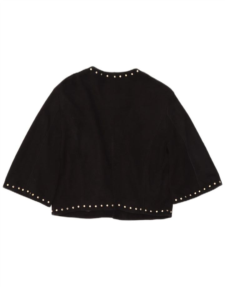 Tenax Damen Bolerojacke aus Wildleder mit 3/4-Ärmeln, IT 44, Mittelschwarzes Leder
