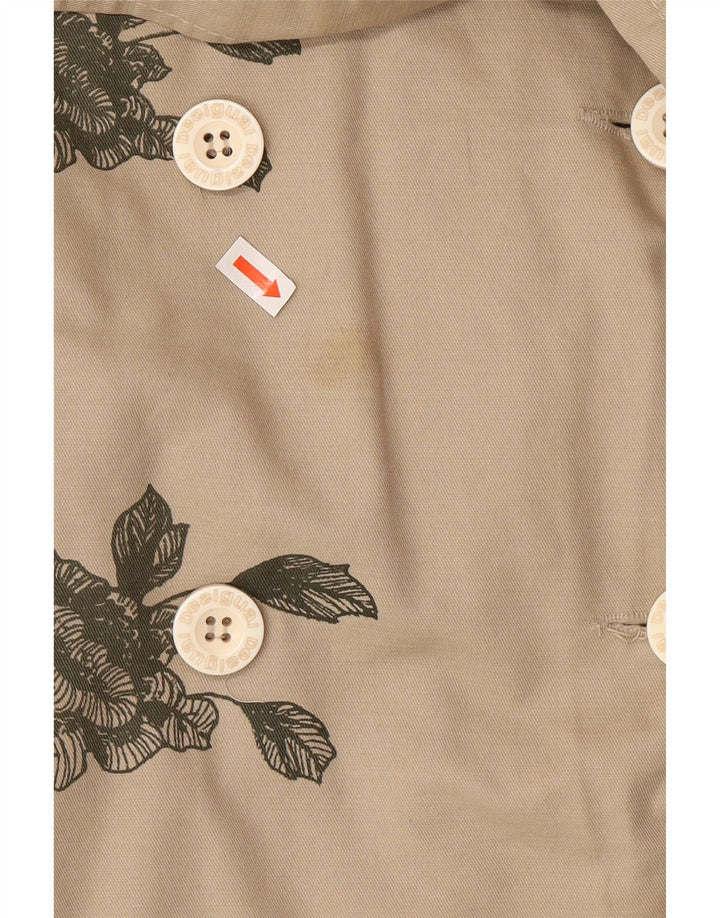 Desigual Damen Zweireihiger Trenchcoat EU 38 Mittelbeige mit Blumenmuster