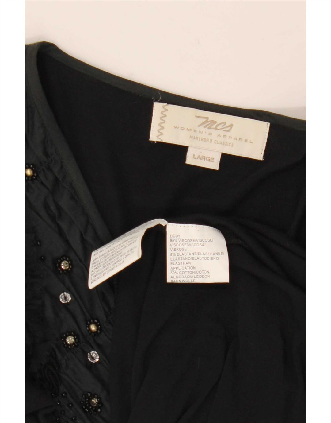 Marlboro Classics Damen-Langarm-Tunika-Oberteil, UK-Größe 44, Größe L, schwarze Viskose