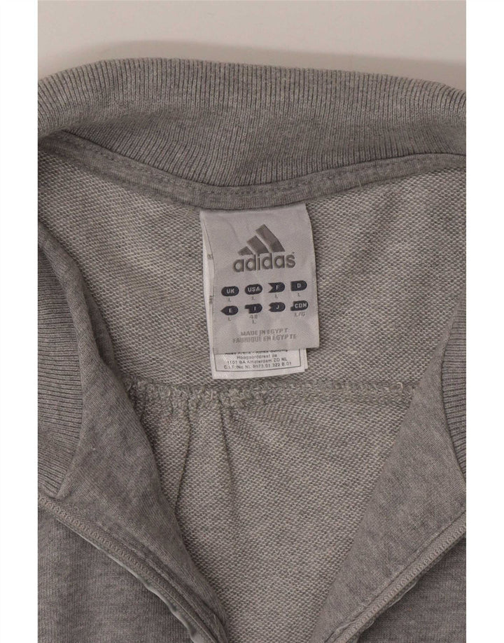 Adidas Damen Trainingsanzug Top Jacke UK 16 Large Grau Baumwolle