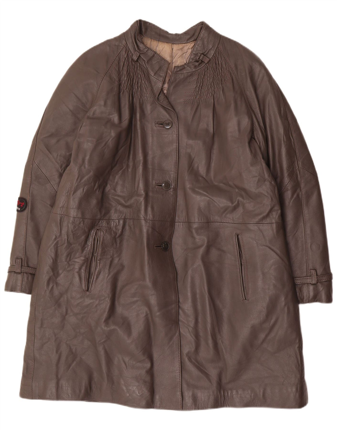 Vintage Damen Ledermantel IT 48 XL Grau