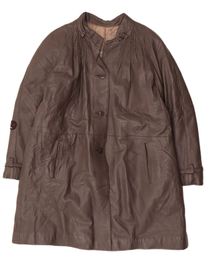 Vintage Damen Ledermantel IT 48 XL Grau