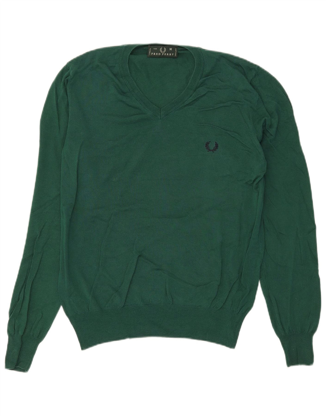 Fred Perry Herren-Pullover mit V-Ausschnitt aus mittelgrüner Baumwolle