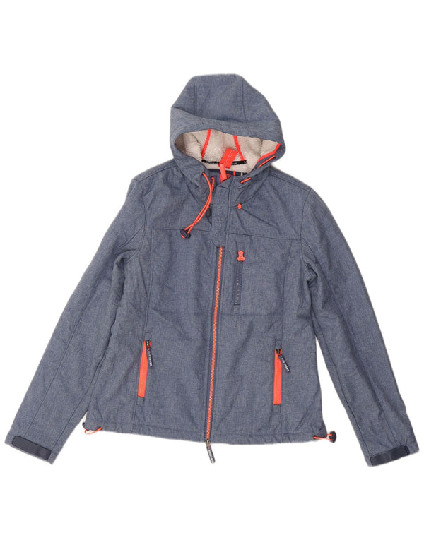 Superdry Damen The Windtrekker Hooded Windjacke UK 14 Mittelblau
