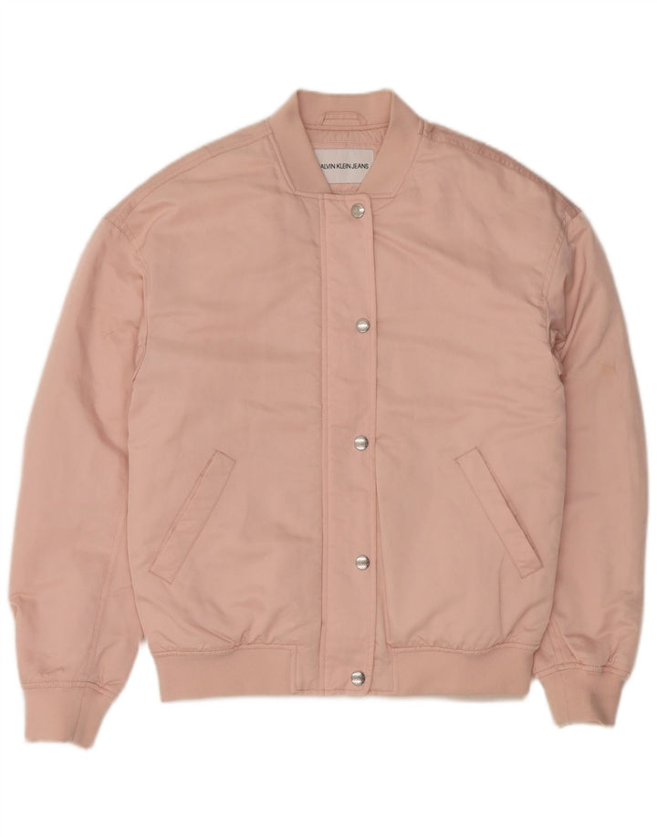 CALVIN KLEIN JEANS Damen Übergroße Bomberjacke UK 10 Small Pink