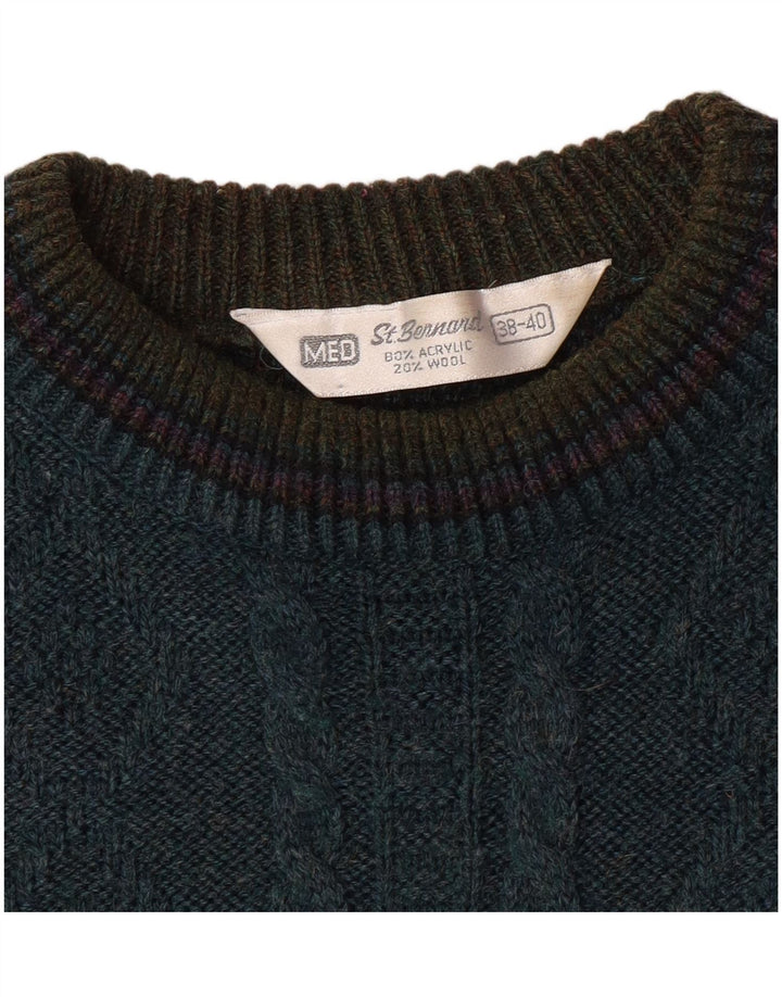 St. Bernard Herren-Pullover mit Rundhalsausschnitt, EU 38/40, Mittelgrün, Retro
