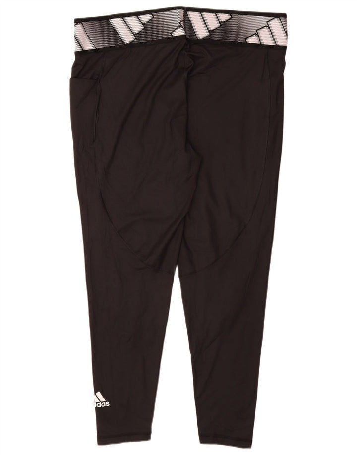 Adidas Damen Graphic Leggings UK 24/26 2XL Schwarz Polyester