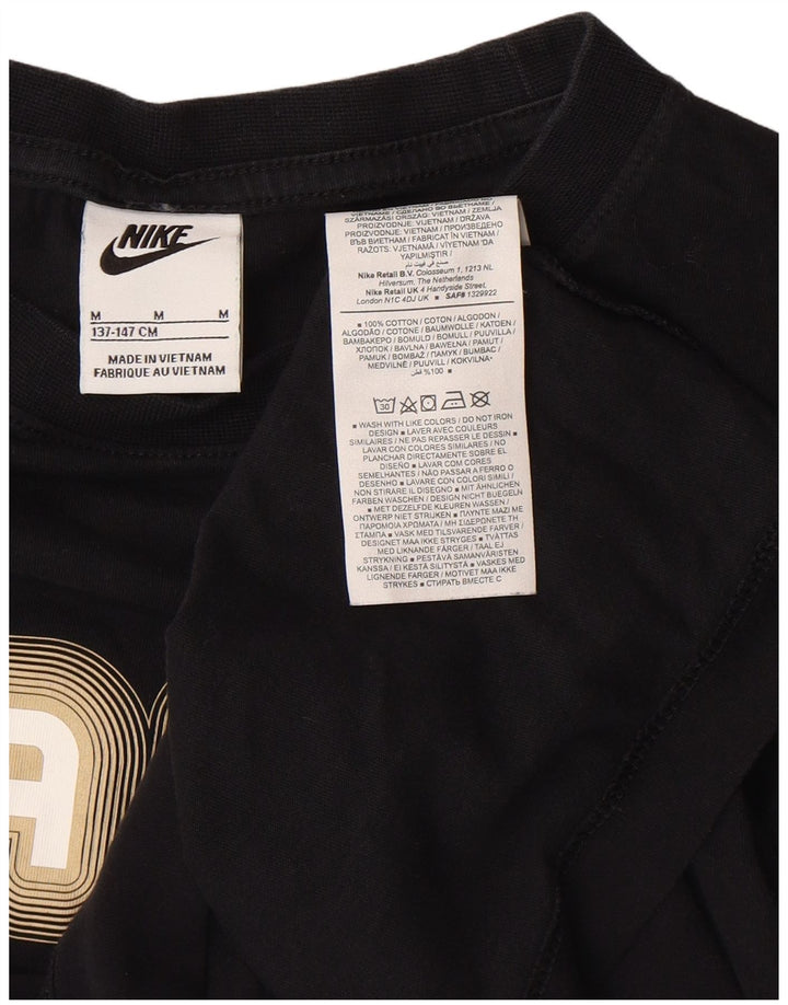 Nike Jungen-T-Shirt mit Grafik, mittelgroß, schwarze Baumwolle, 10–11 Jahre