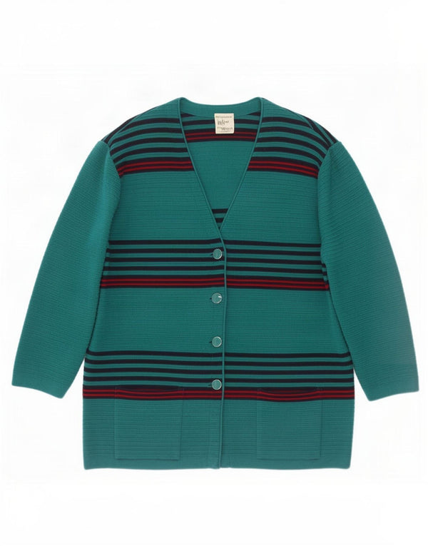 Vintage Damen Cardigan Pullover UK 22 3XL Blau gestreift