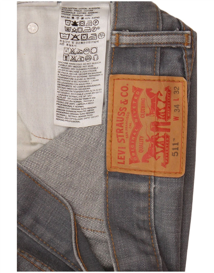 Levi's Herren 511 Slim Jeans W34 L32 Graue Baumwolle