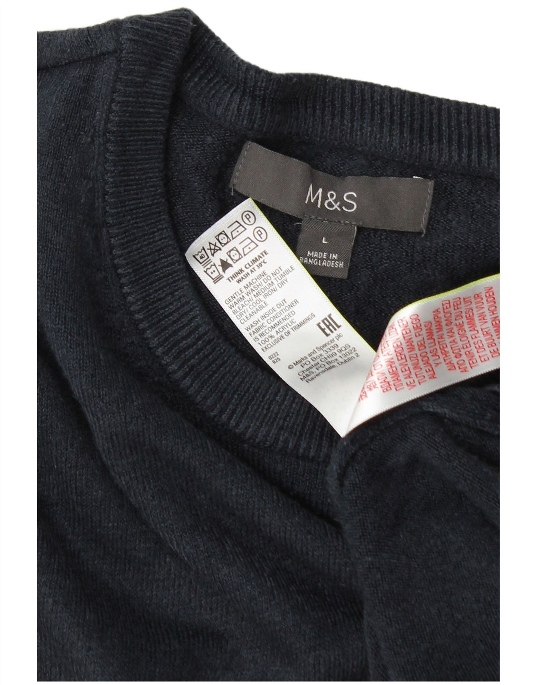 Marks & Spencer Herren-Pullover mit Rundhalsausschnitt, groß, Marineblau, Acryl