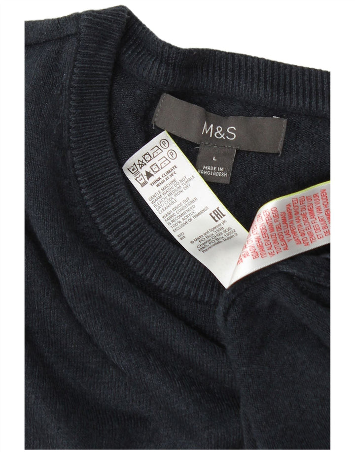 Marks & Spencer Herren-Pullover mit Rundhalsausschnitt, groß, Marineblau, Acryl