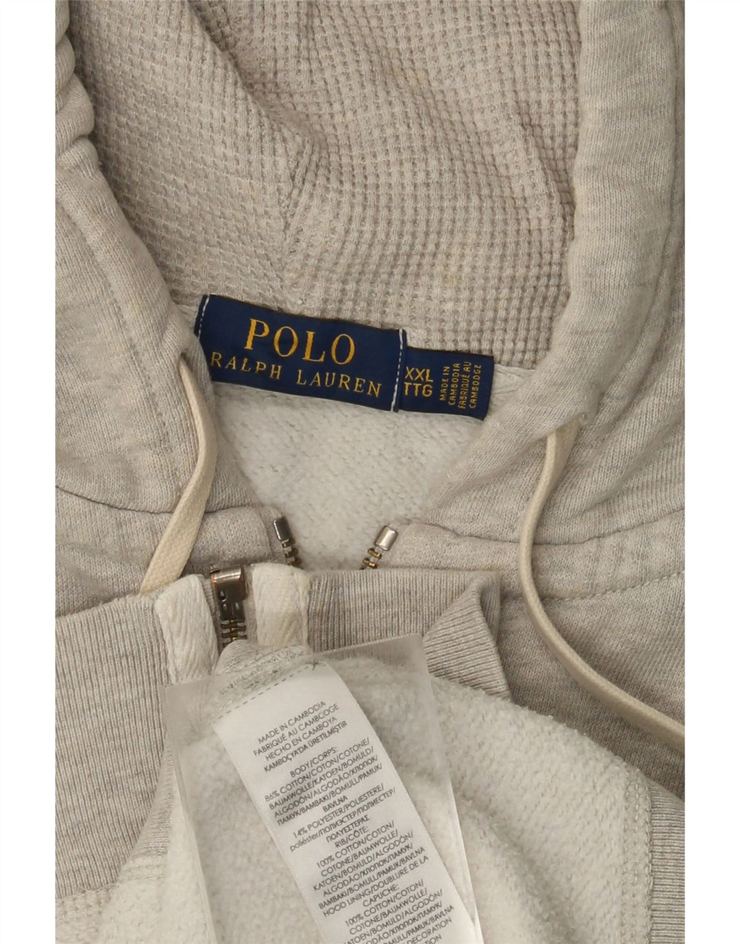 POLO RALPH LAUREN Damen Übergroßer Kapuzenpullover mit Reißverschluss, UK 20 2XL Grau