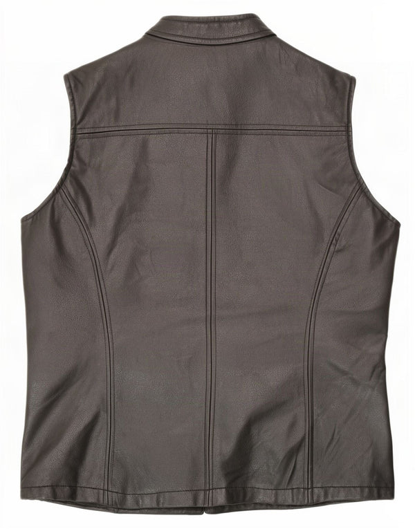 Marks & Spencer Damen Kunstlederweste UK 12 Medium Schwarz PVC