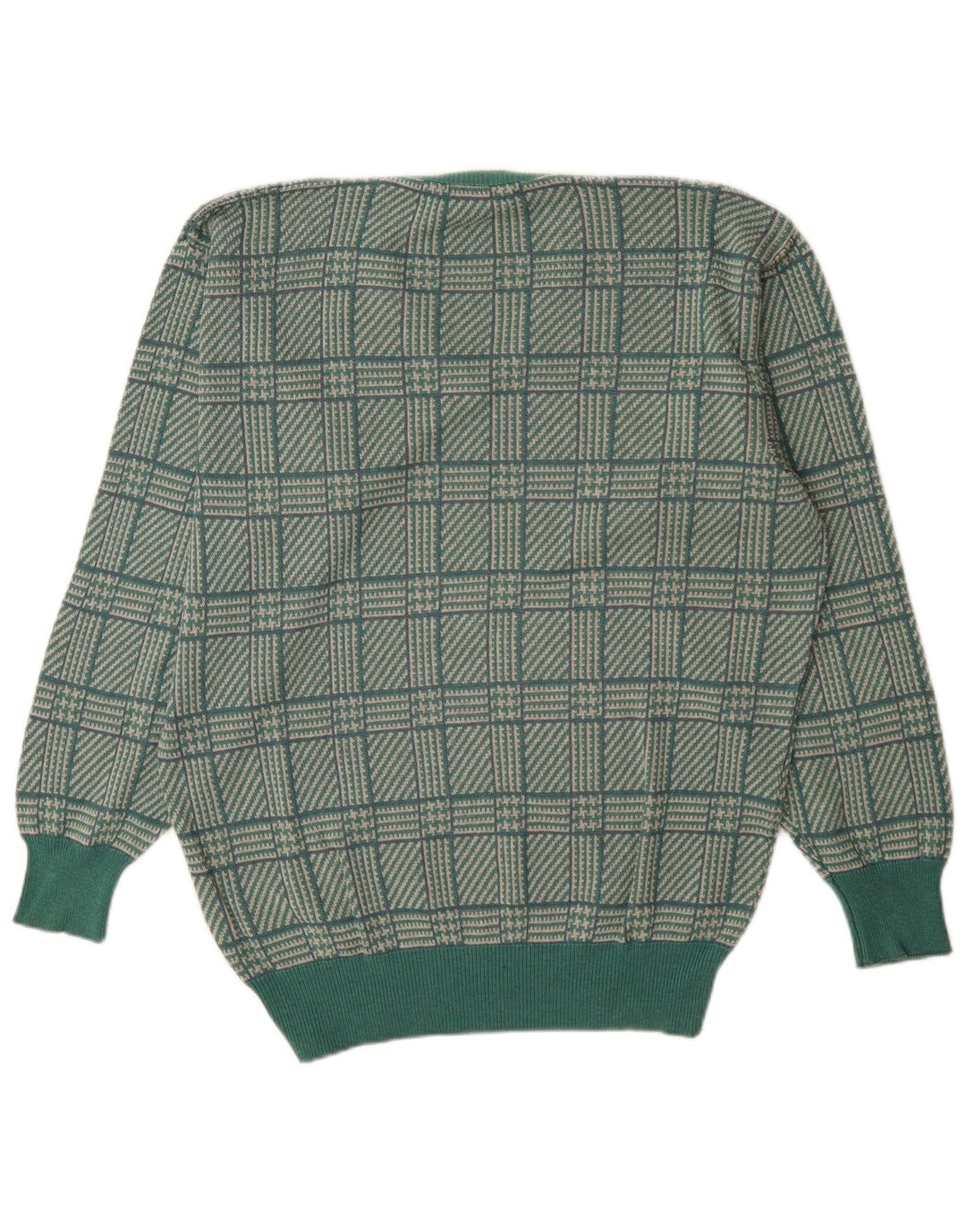 St. Andrews Herren-Pullover mit V-Ausschnitt, groß, grüner Hahnentrittmuster