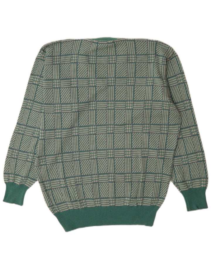 St. Andrews Herren-Pullover mit V-Ausschnitt, groß, grüner Hahnentrittmuster