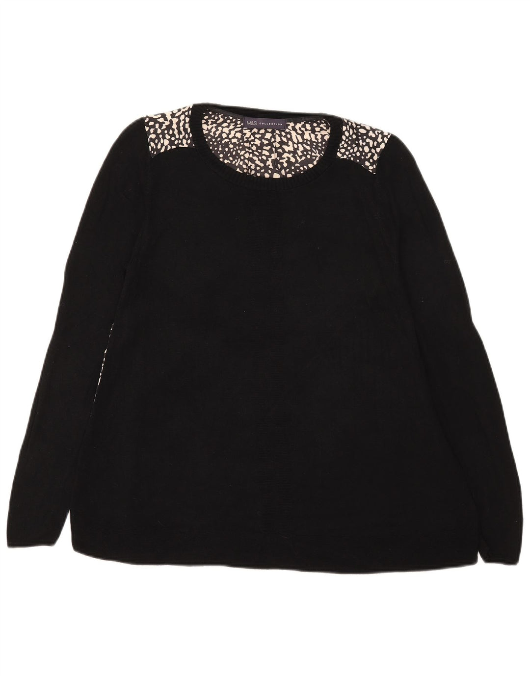 Marks & Spencer Damen Top Langarm UK 12 Medium Schwarz Animal Print