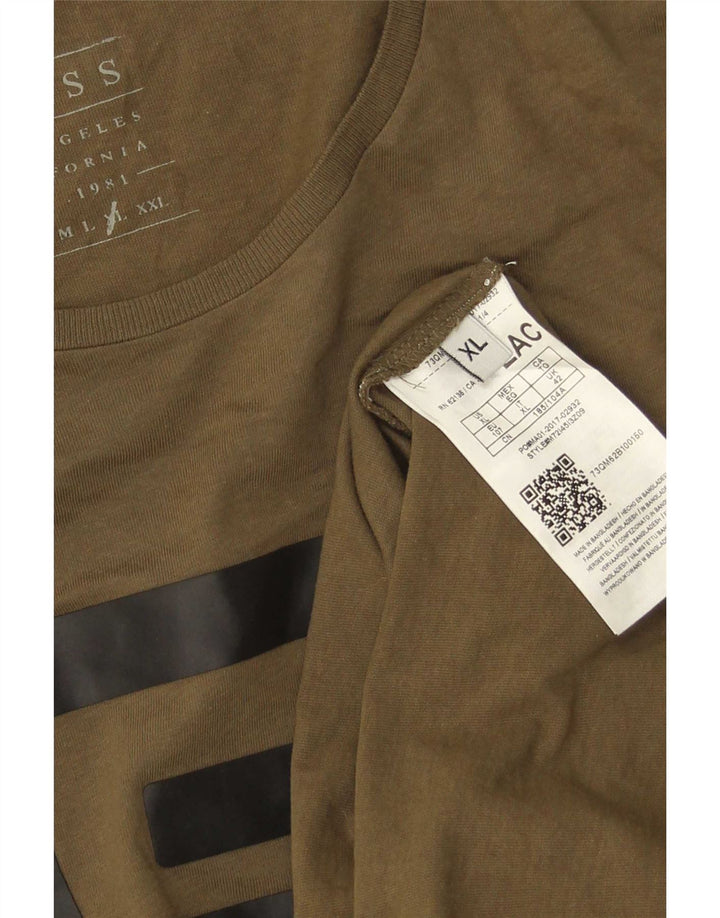 Guess Herren-T-Shirt mit Grafik, XL, Khaki, Baumwolle