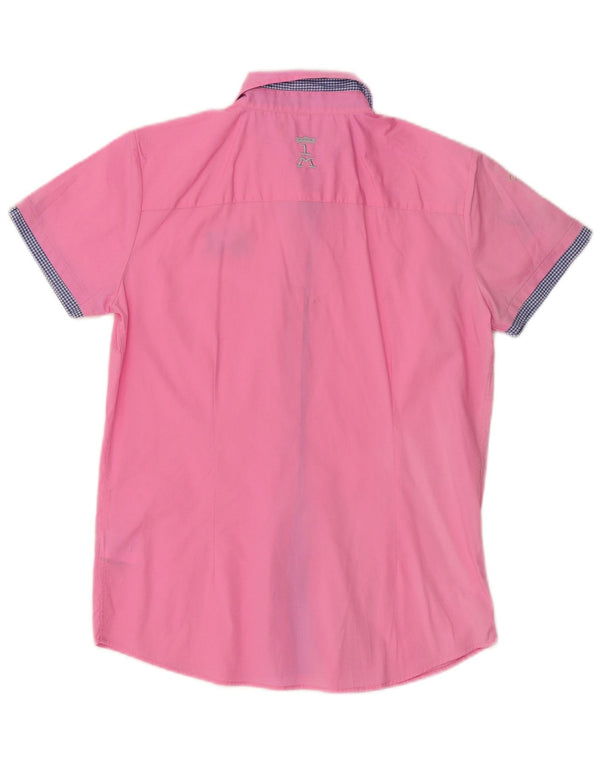 La Martina Damen Grafik-Kurzarmshirt UK 18 XL Rosa Baumwolle