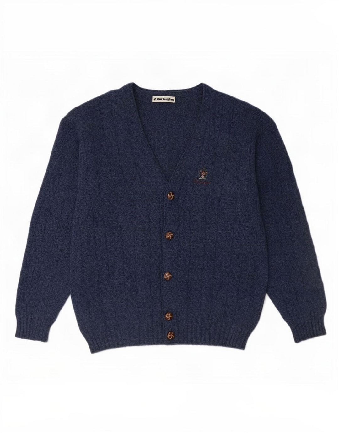 Burlington Herren-Cardigan-Pullover IT 48 Mittelmarineblaue Wolle