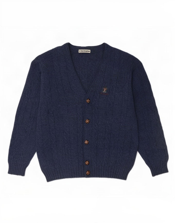 Burlington Herren-Cardigan-Pullover IT 48 Mittelmarineblaue Wolle