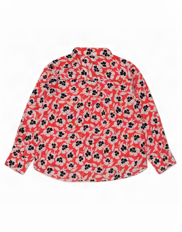 Marks & Spencer Damen-Oversize-Hemdbluse, UK 18, XL, rotes Blumenmuster, Polyester