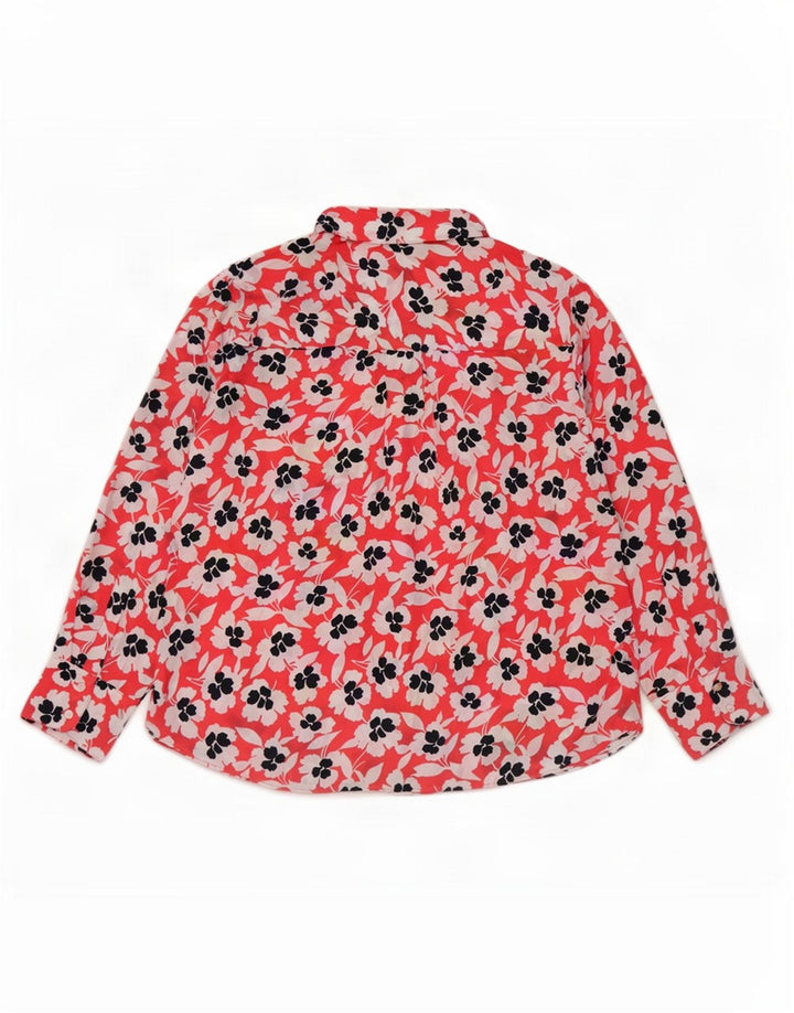 Marks & Spencer Damen-Oversize-Hemdbluse, UK 18, XL, rotes Blumenmuster, Polyester