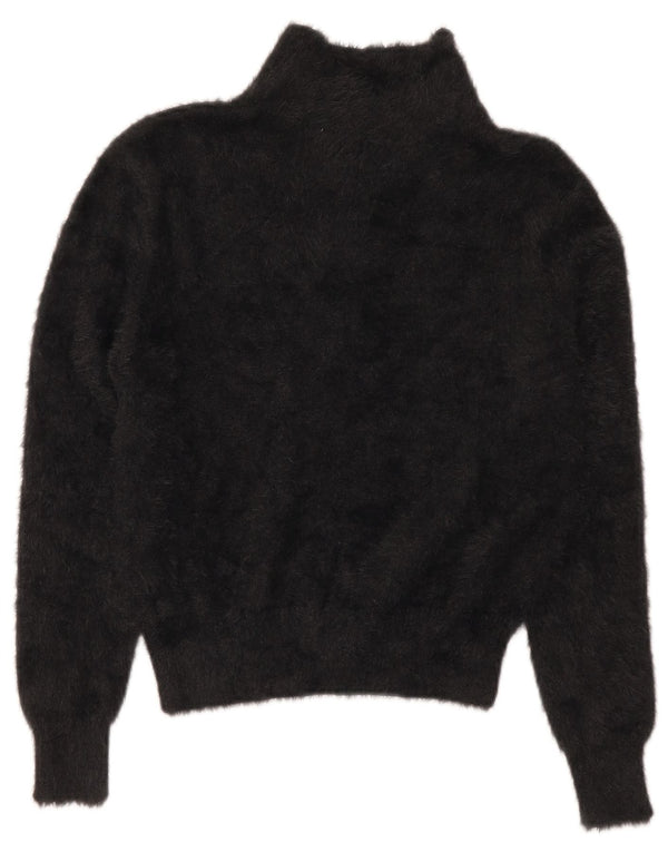 Zara Damen Crop Polo Neck Pullover Pullover UK 10 Small Schwarz Nylon