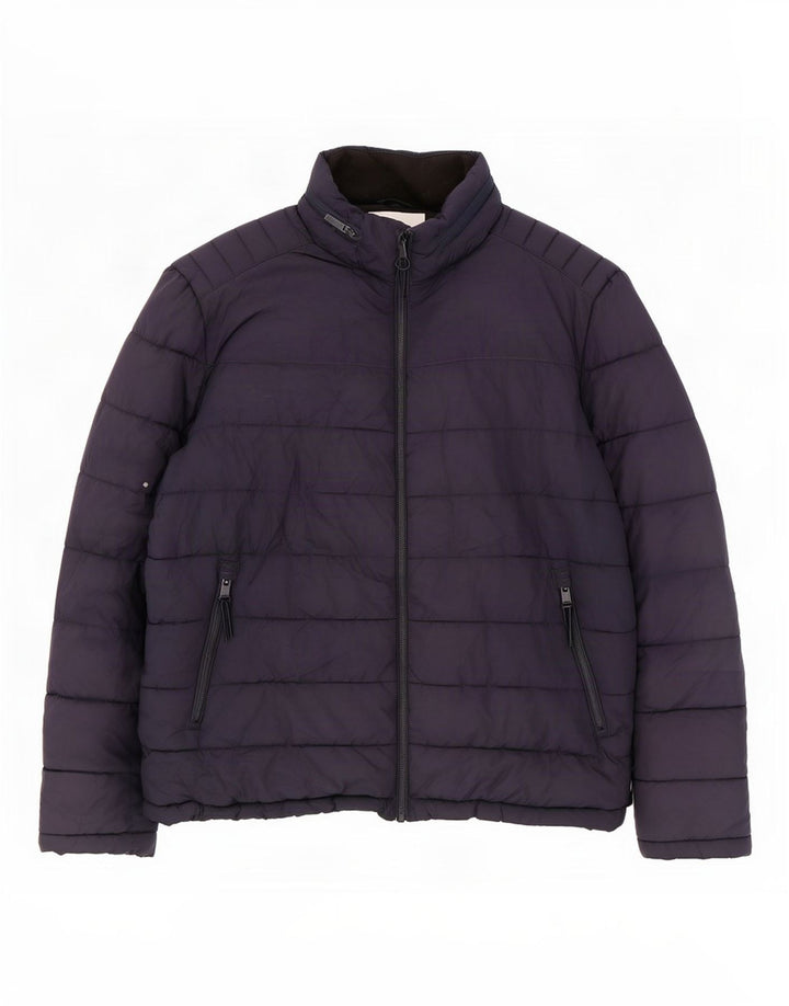 Zara Herren-Jacke mit Kapuze, gepolstert, Größe 42, XL, Marineblau