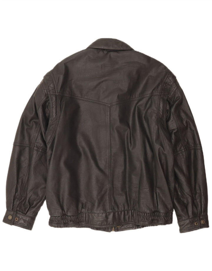 Vintage Herren Bomber Lederjacke EU 50 Großes schwarzes Leder