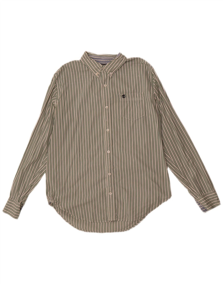 Timberland Herren-Slim-Fit-Hemd, groß, grün gestreift, Baumwolle