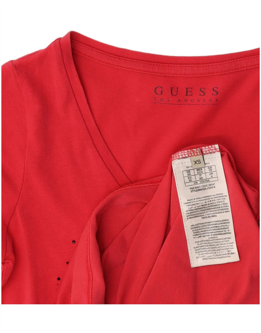 GUESS Damen Grafik T-Shirt Top UK 4 XS Rosa Baumwolle