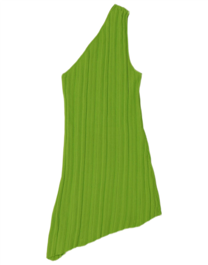 Zara Damen Asymmetrisches One-Shoulder-Kleid UK 12 Mittelgrüne Viskose