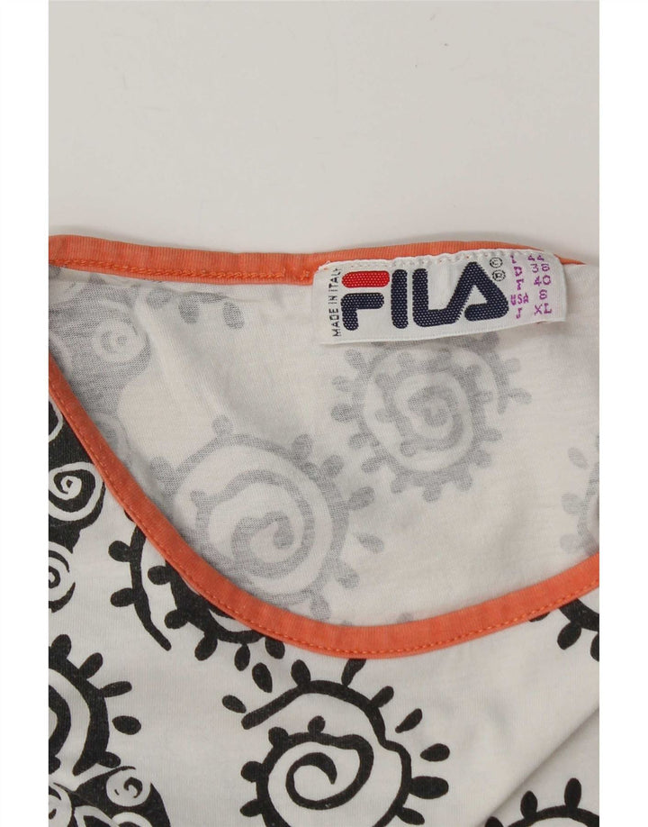 Fila Damen T-Shirt Top IT 44 Mittelweiß Paisley