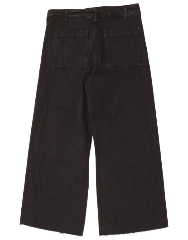 ZARA Damen-Jeans mit hoher Taille und weitem Bein, EU 44, XL, B34, L28, schwarze Baumwolle