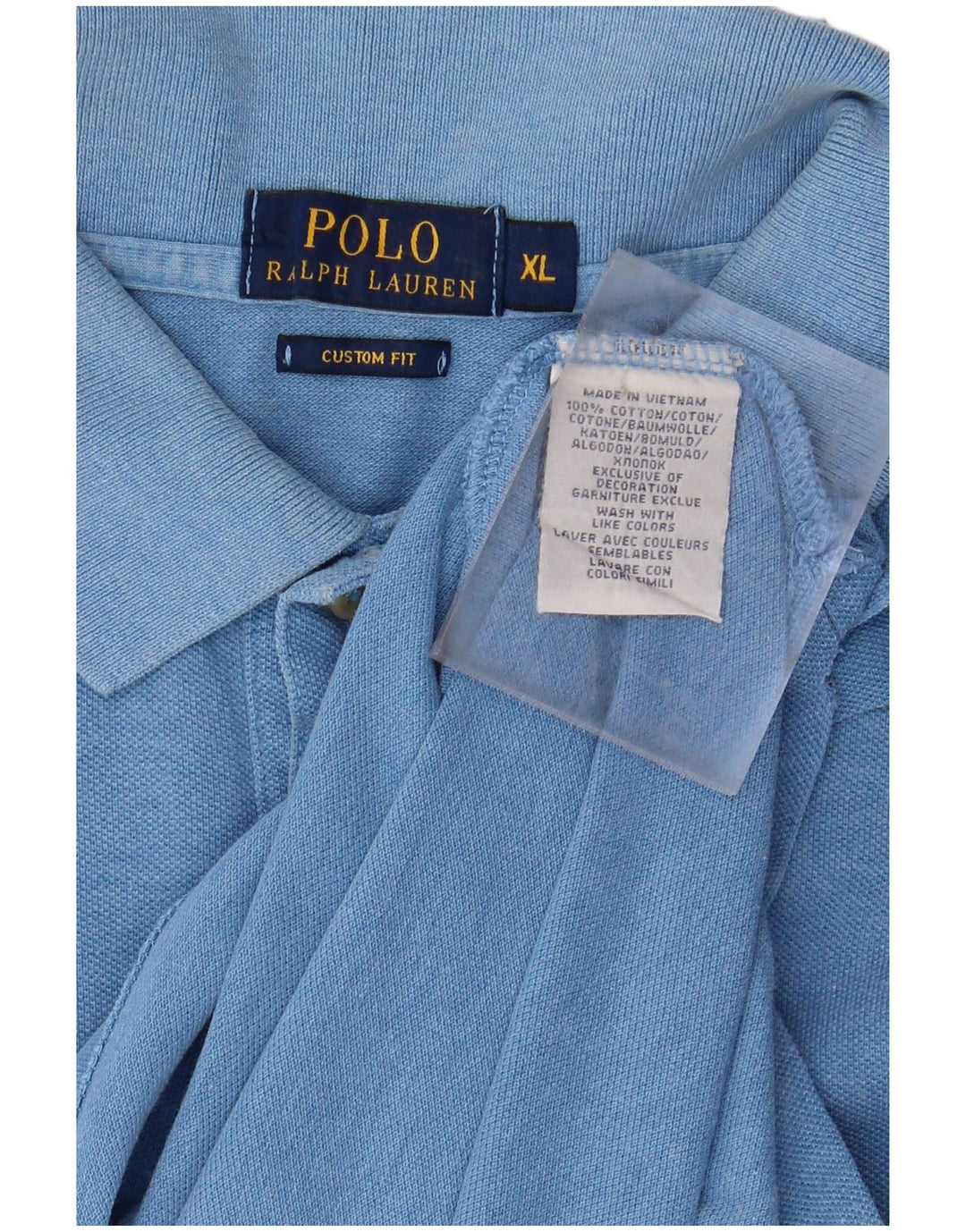 POLO RALPH LAUREN Herren-Poloshirt mit individueller Passform, XL, blaue Baumwolle