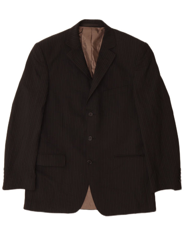 Marks & Spencer Herren-Blazer mit 3 Knöpfen, Gr. 38, Mittelschwarz, Nadelstreifen