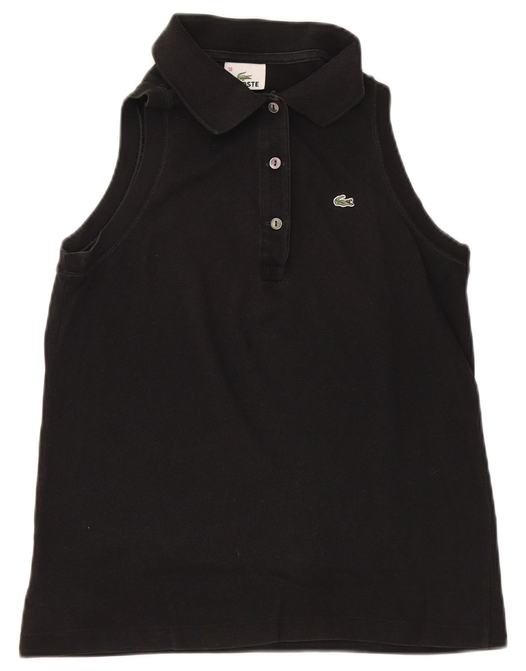 Lacoste Damen ärmelloses Poloshirt, Größe 38, mittelschwarz, Baumwolle
