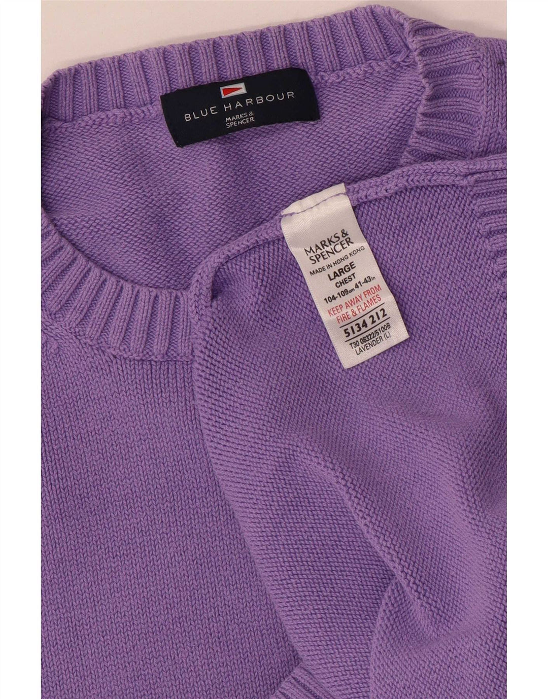 Marks & Spencer Herren-Pullover „Harbor“ mit Rundhalsausschnitt, Blau, Größe L, Lila