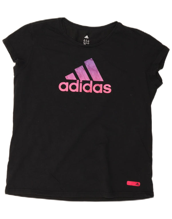 Adidas Damen Grafik T-Shirt Top UK 20/22 XL Schwarz Baumwolle