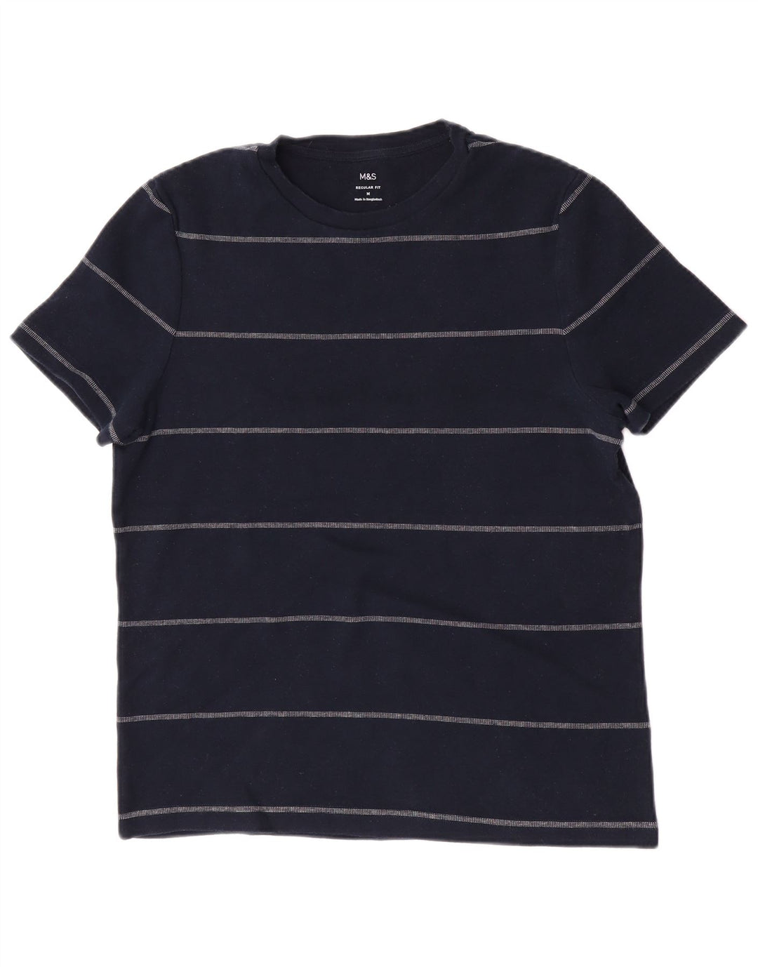 Marks & Spencer Herren-T-Shirt mit normaler Passform, mittleres Marineblau gestreift